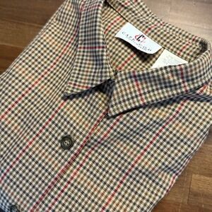 Cape Cod Sportswear Plaid Button Up Shirt Women's Size 16 Brown‎ Red Rayon
